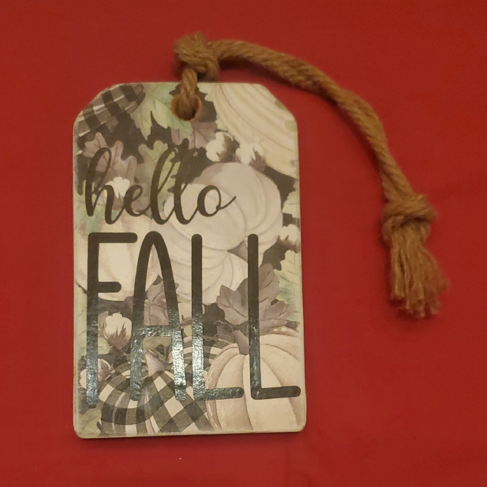 Hello Fall Decorative Hanging Tag - Neutral
